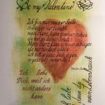 Kalligraphie "Valentinstag"; Acrylfarbe, Tusche mit Federn, PITT Artist Pen