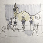 Scribble Kirche (Fineliner, Copics)