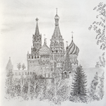 Basilius-Kathedrale, Moskau (Bleistift)