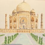 Coloriertes Scribble des Taj Mahal (Bleistift, Copics)