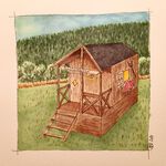 Doodle "Schäferhütte" (Fineliner 0,05mm, Copics)